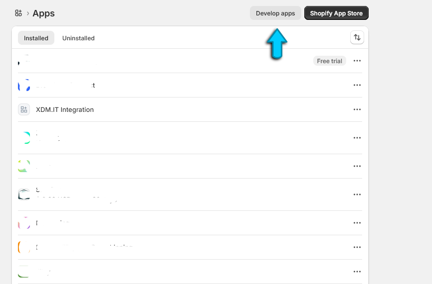 Shopify develop app