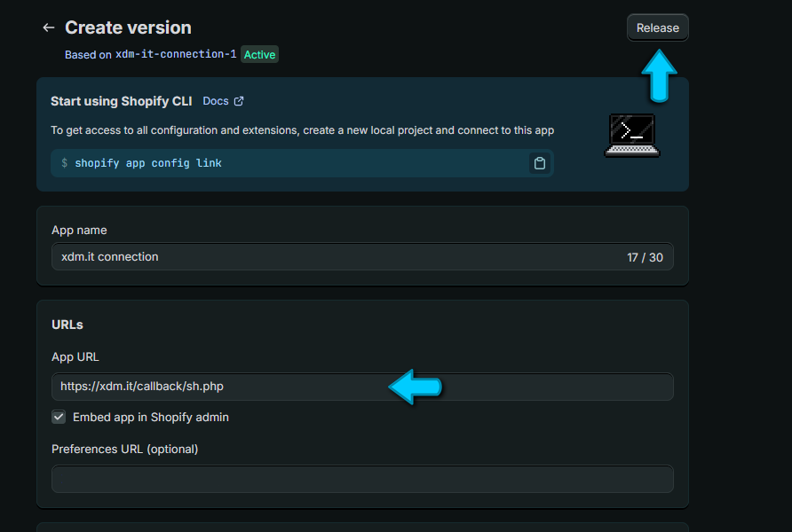 shopify callback to xdm.it
