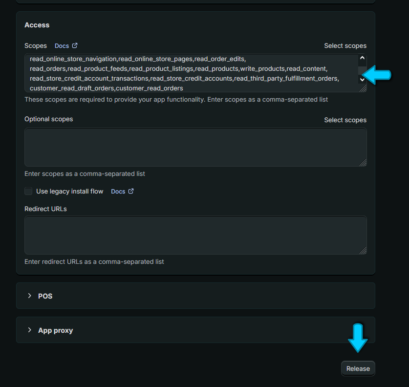 shopify integration grant